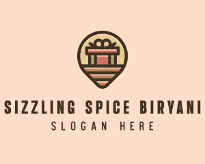 Gift Factory Location Pin logo design