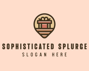 Gift Factory Location Pin logo design