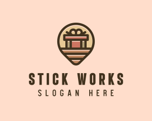 Gift Factory Location Pin logo design