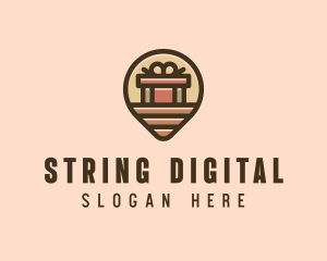 Gift Factory Location Pin logo design