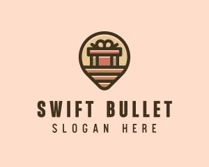 Gift Factory Location Pin logo design