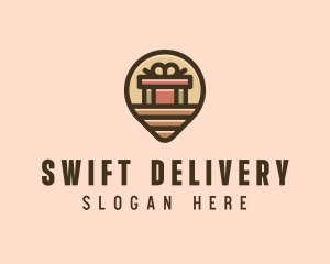 Gift Factory Location Pin logo design