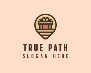 Gift Factory Location Pin logo design