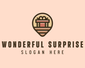 Gift Factory Location Pin logo design