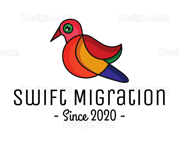 Colorful Sparrow Outline Logo