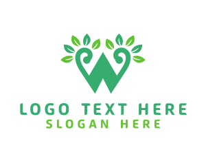 Green W Letter  logo