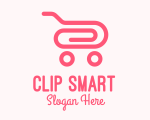 Pink Paper Clip Cart logo design