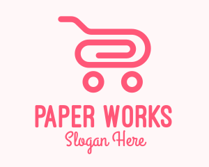 Pink Paper Clip Cart logo design