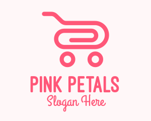 Pink Paper Clip Cart logo design