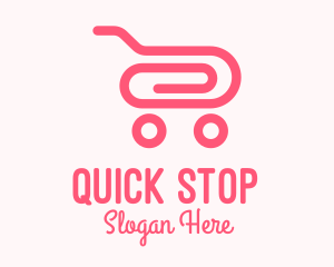 Pink Paper Clip Cart logo design