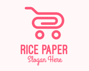 Pink Paper Clip Cart logo design