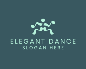 Musical Note Dancing Man logo design