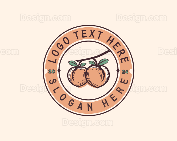 Peach  Fruit Produce Logo