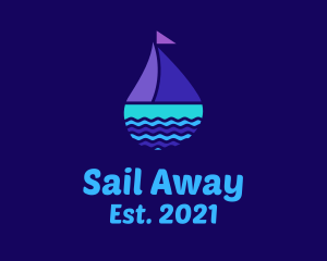 Colorful Ocean Sailboat logo design