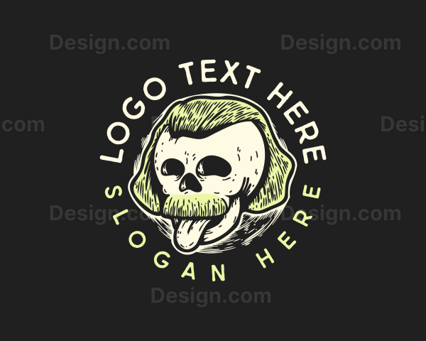 Mustache Hipster Skull Logo