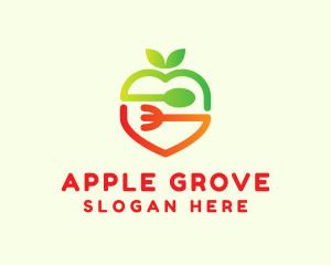 Gradient Apple Utensil logo design