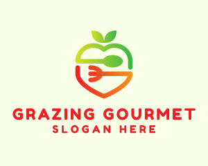 Gradient Apple Utensil logo design