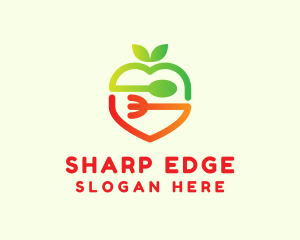 Gradient Apple Utensil logo design