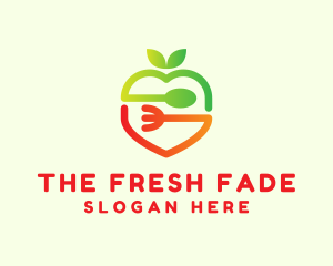 Gradient Apple Utensil logo design