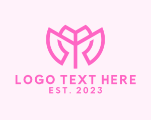Pink Flower Letter M logo