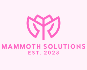 Pink Flower Letter M logo design