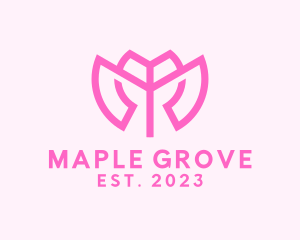 Pink Flower Letter M logo design