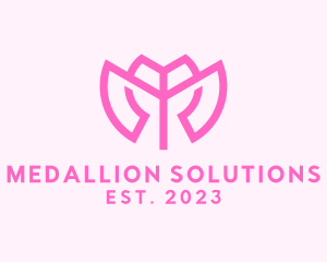 Pink Flower Letter M logo design