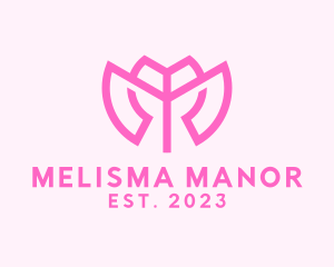 Pink Flower Letter M logo design