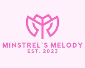 Pink Flower Letter M logo design