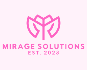 Pink Flower Letter M logo design