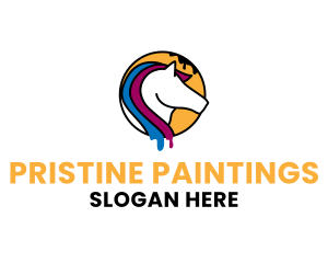 Horse Paint Drip logo design