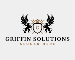 Griffin Sword Crown logo design