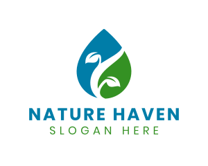 Natural Plant Droplet logo design