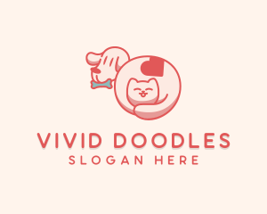 Cute Cat Dog logo design