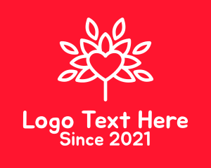 Minimalist Heart Flower  logo design