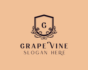 Floral Vines Shield logo design