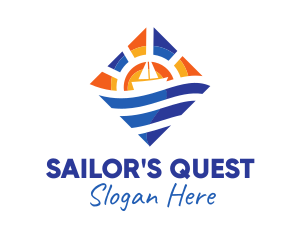 Sun Sea Sailboat logo design