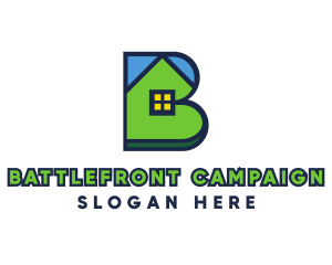 Blue Green House B logo design