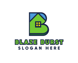 Blue Green House B logo design