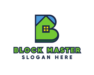 Blue Green House B logo design