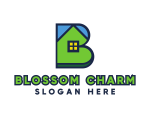 Blue Green House B logo design