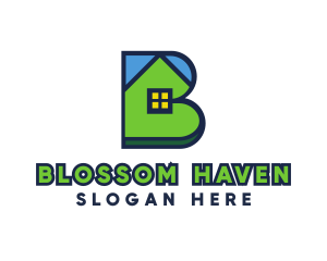 Blue Green House B logo design