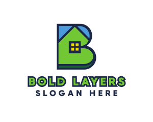 Blue Green House B logo design