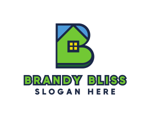 Blue Green House B logo design