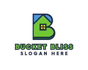 Blue Green House B logo design