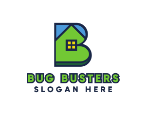 Blue Green House B logo design