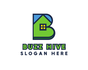 Blue Green House B logo design