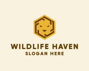 Hexagon Wildlife Lion logo design