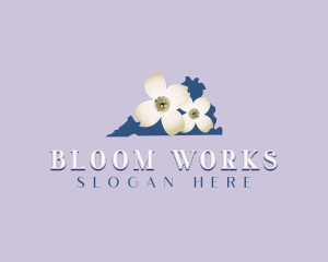 Virginia American Dogwood Flower logo design