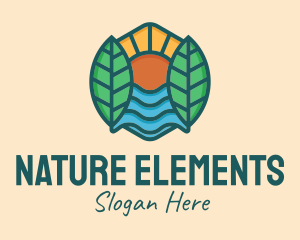 Nature Sunshine Leaves  logo design